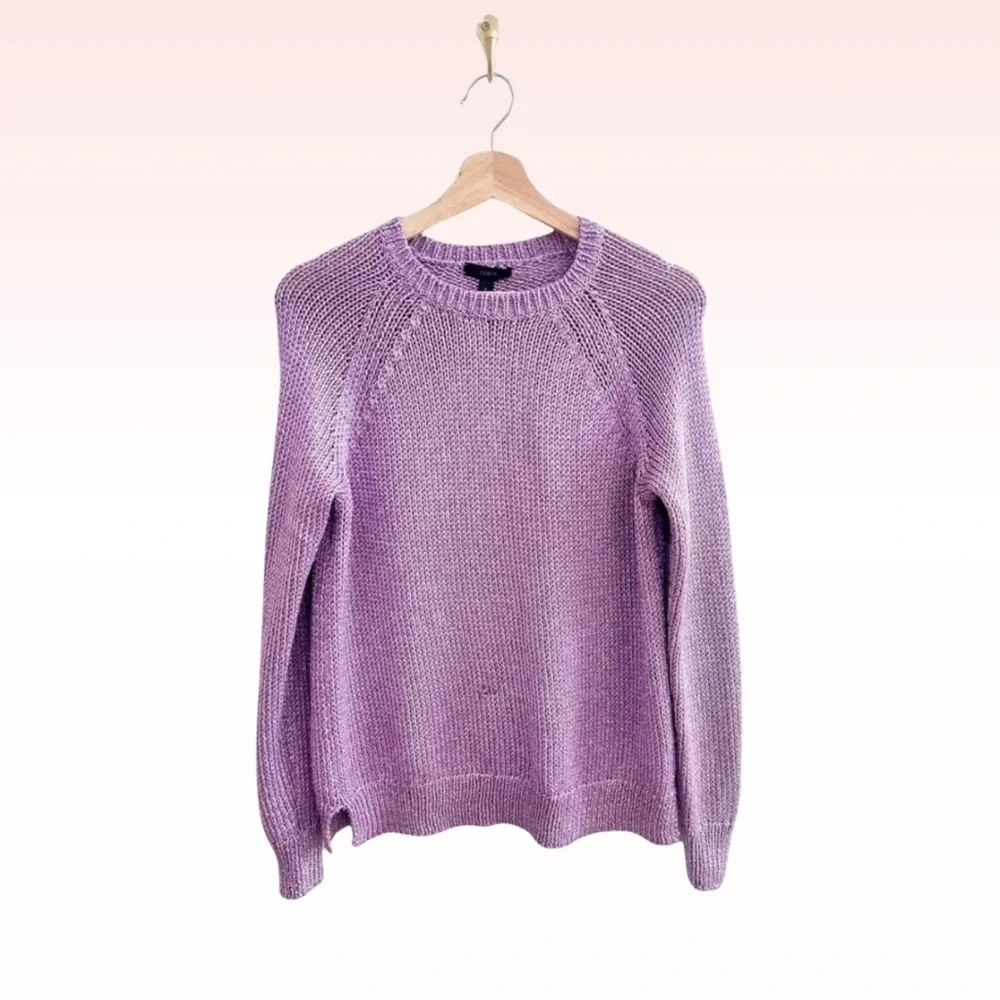 J.CREW Purple Metallic Knit Pullover Sweater (Sz S)